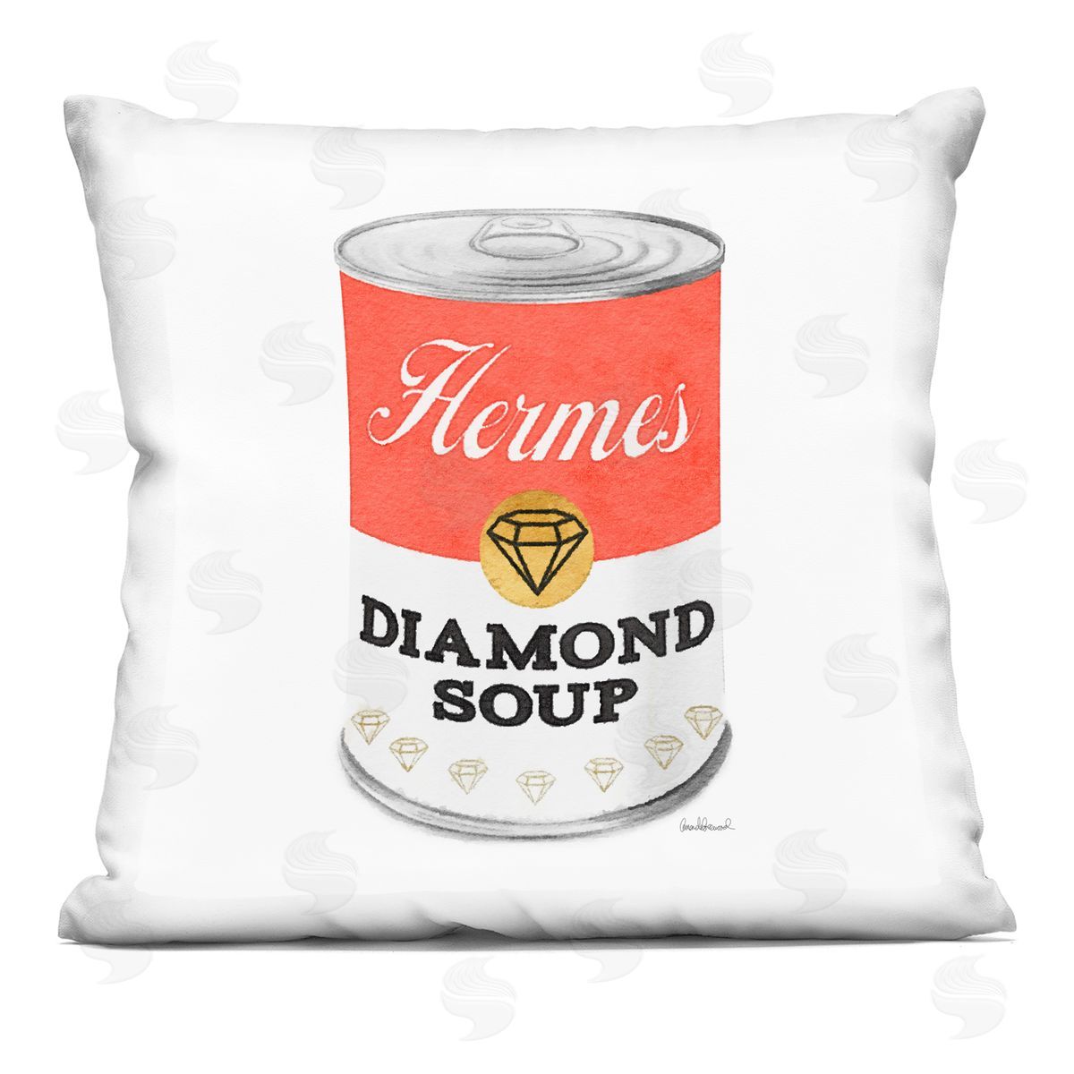 Glam Pop Condensed Soup Can Red Fashion Designer Decorative Printed Pillow, Home Decor by Amanda Greenwood