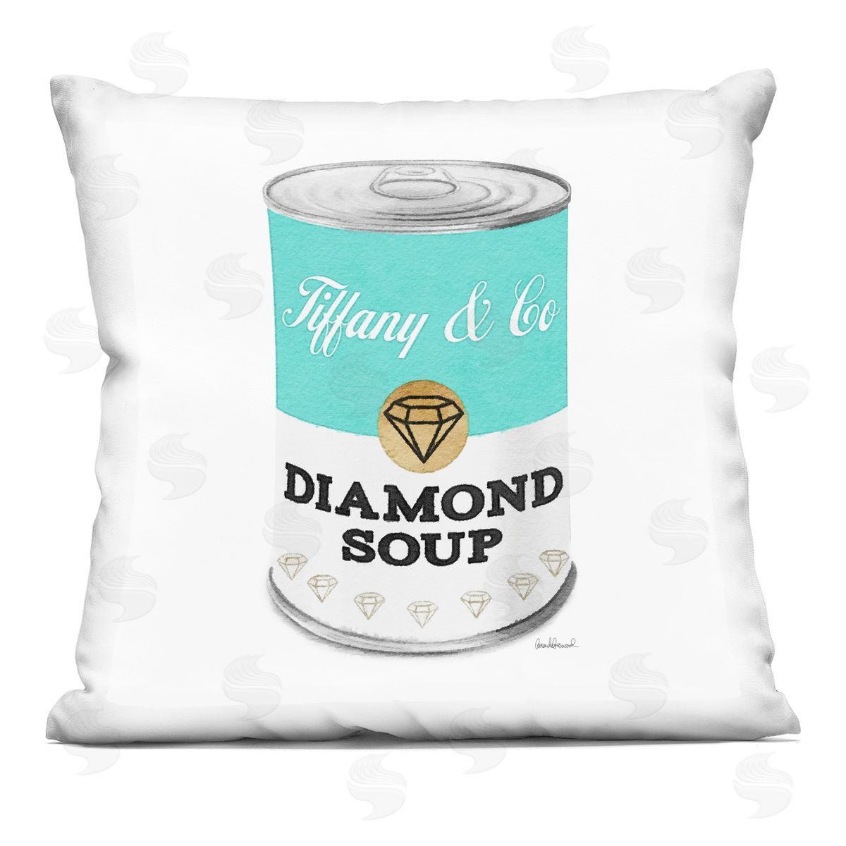 Blue Fashion Condensed Diamond Soup Glam Pop Decorative Printed Pillow, Home Decor by Amanda Greenwood
