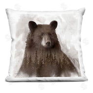 Carol Robinson | Woodland Brown Bear Portrait Abstract Pine Tree Forest
