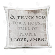 Stupell Studio | House Full Of People Amen Phrase Rustic Family Printed Pillow