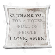 Stupell Studio | House Full Of People Amen Phrase Rustic Family Printed Pillow