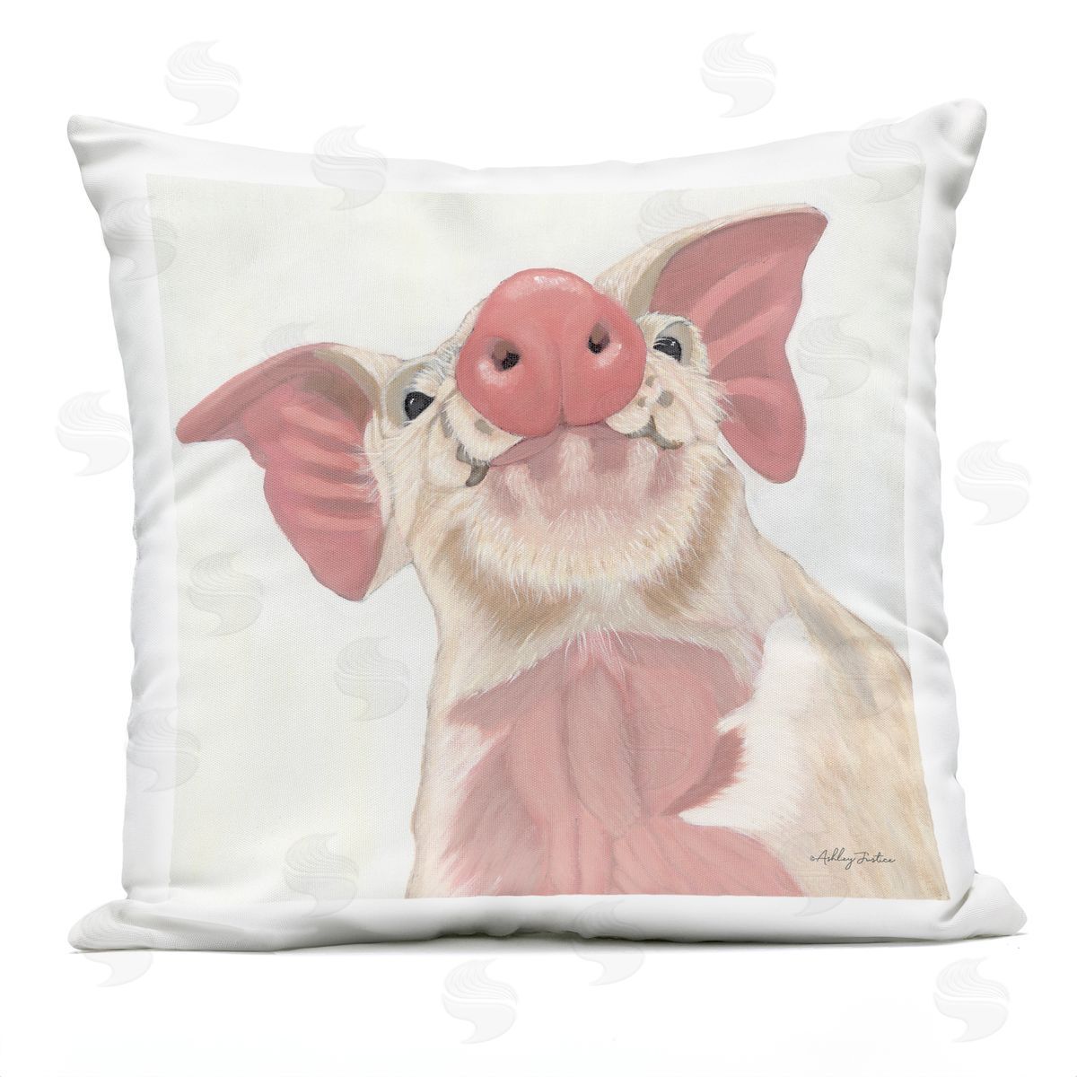 Pink Pig Snout Adorable Farm Hog Animal Outdoor Printed Pillow, Home Decor by Ashley Justice