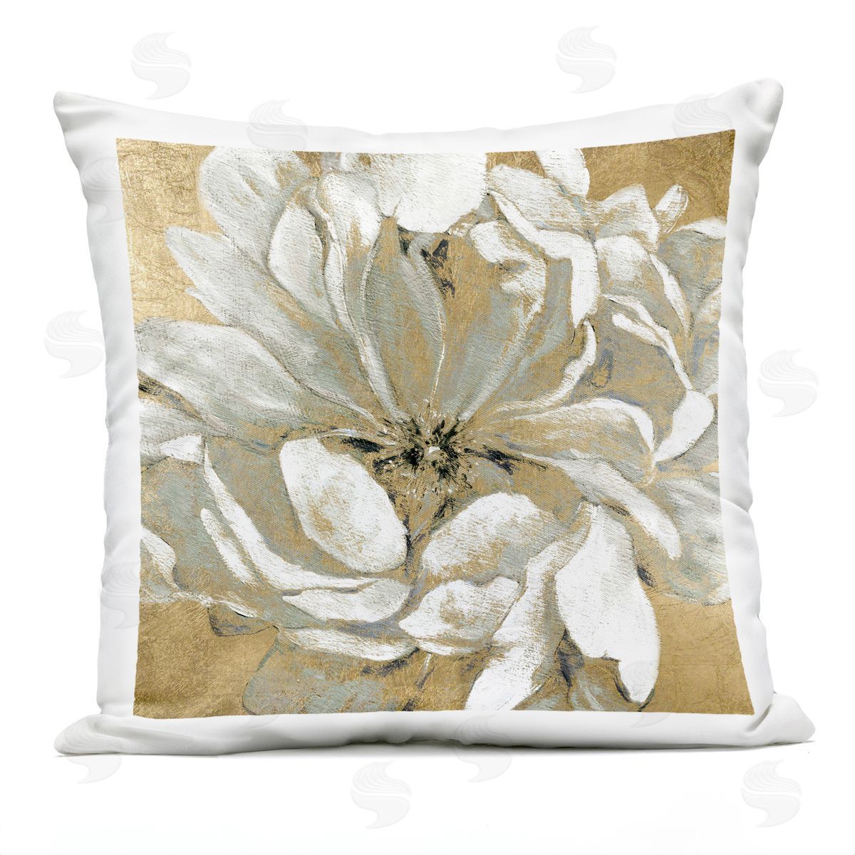 Abstract White Magnolia Blossom Flower Petals Outdoor Printed Pillow, Home Decor by Carol Robinson