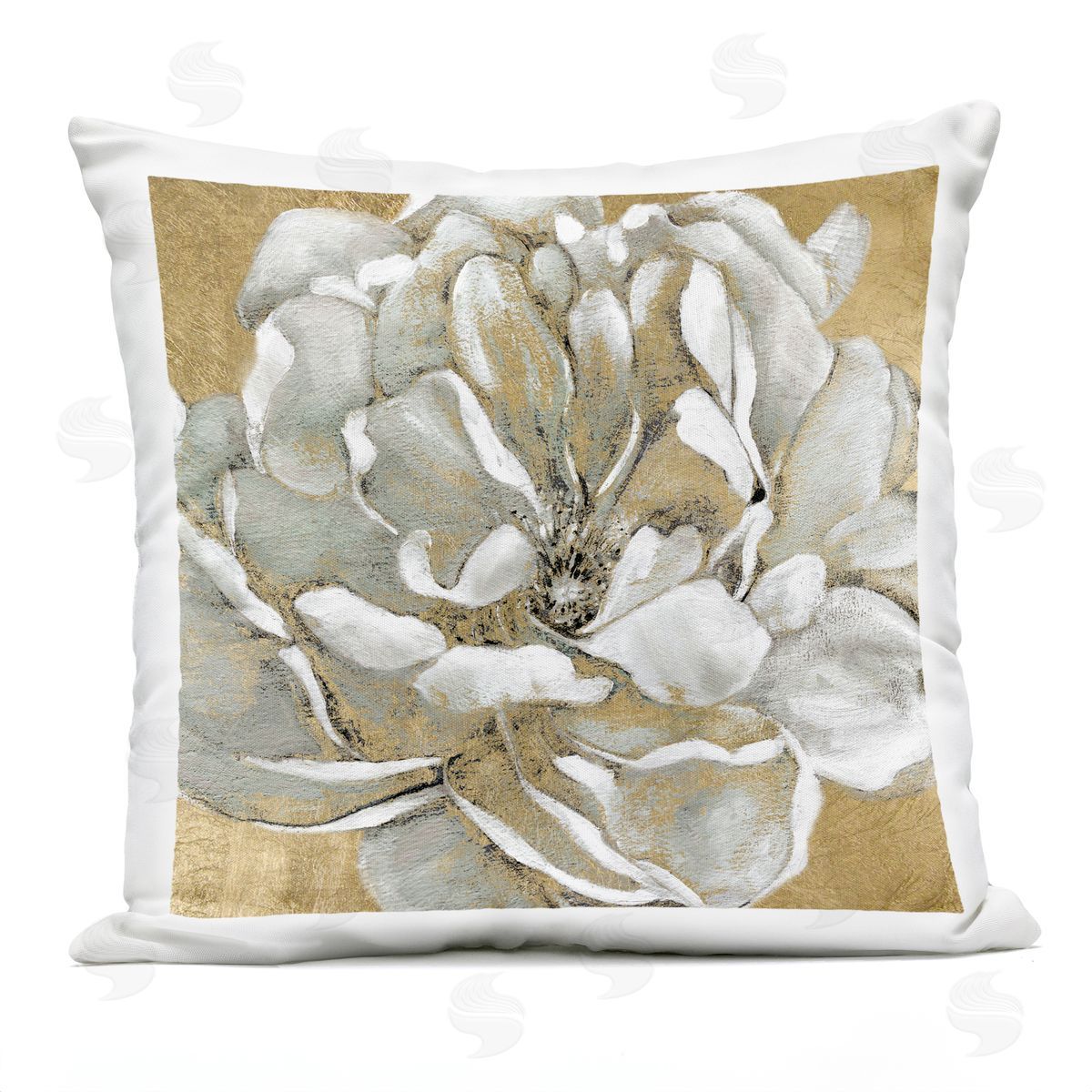 Blushing White Magnolia Flower Abstract Floral Outdoor Printed Pillow, Home Decor by Carol Robinson