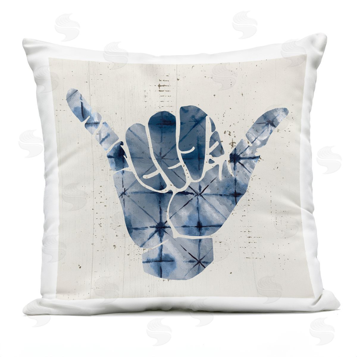 Abstract Shaka Sign Hand Gesture Blue Geometric Pattern Printed Pillow Outdoor Printed Pillow, Home Decor by Stupell Studio
