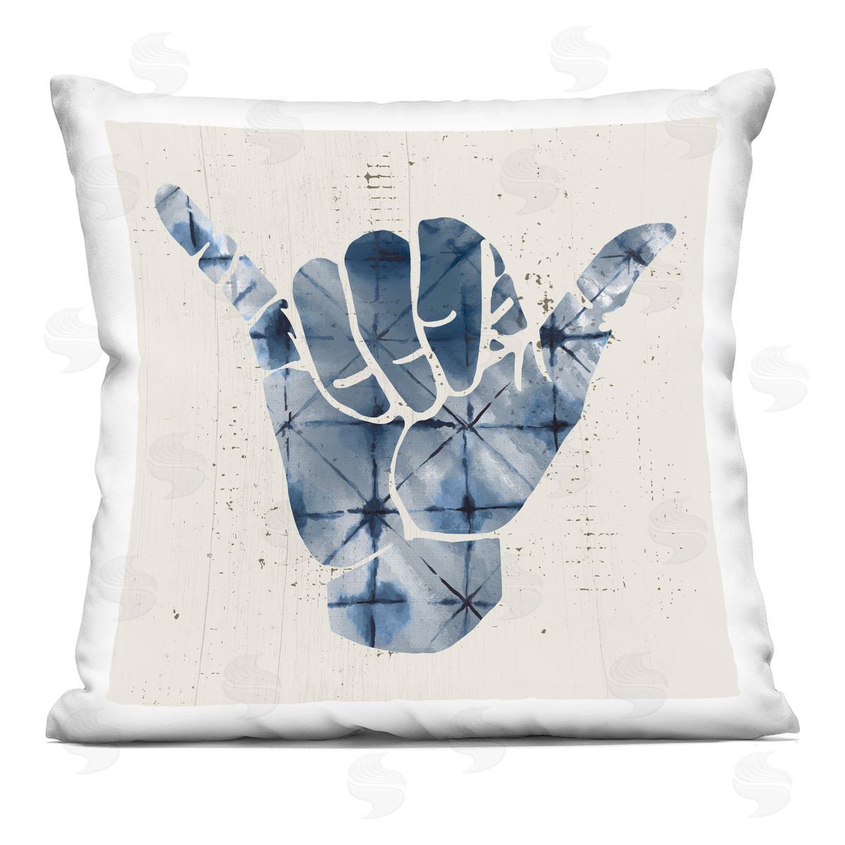 Abstract Shaka Sign Hand Gesture Blue Geometric Pattern Printed Pillow Decorative Printed Pillow, Home Decor by Stupell Studio