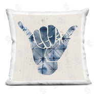 Stupell Studio | Abstract Shaka Sign Hand Gesture Blue Geometric Pattern Printed Pillow