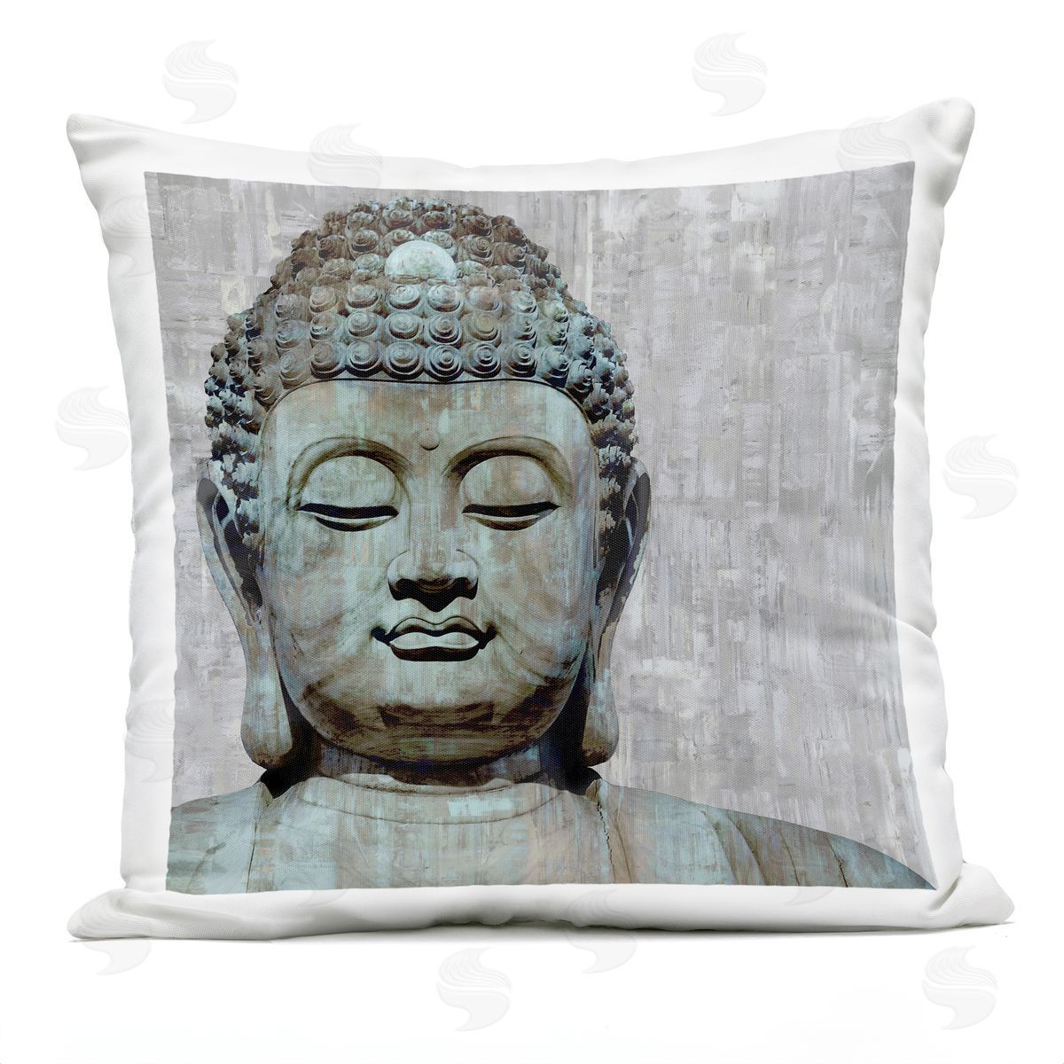 Buddha Meditating Figure Closed Eyes Concentration Outdoor Printed Pillow, Home Decor by Tom Bray