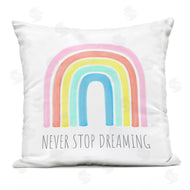 Reesa Qualia | Never Stop Dreaming Children's Phrase Vibrant Pastel Rainbow