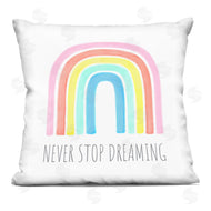 Reesa Qualia | Never Stop Dreaming Children's Phrase Vibrant Pastel Rainbow