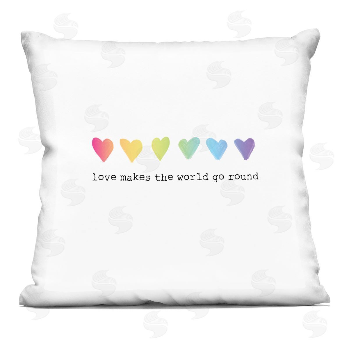 Love Makes World Go Round Rainbow Heart Ombre Decorative Printed Pillow, Home Decor by House Fenway