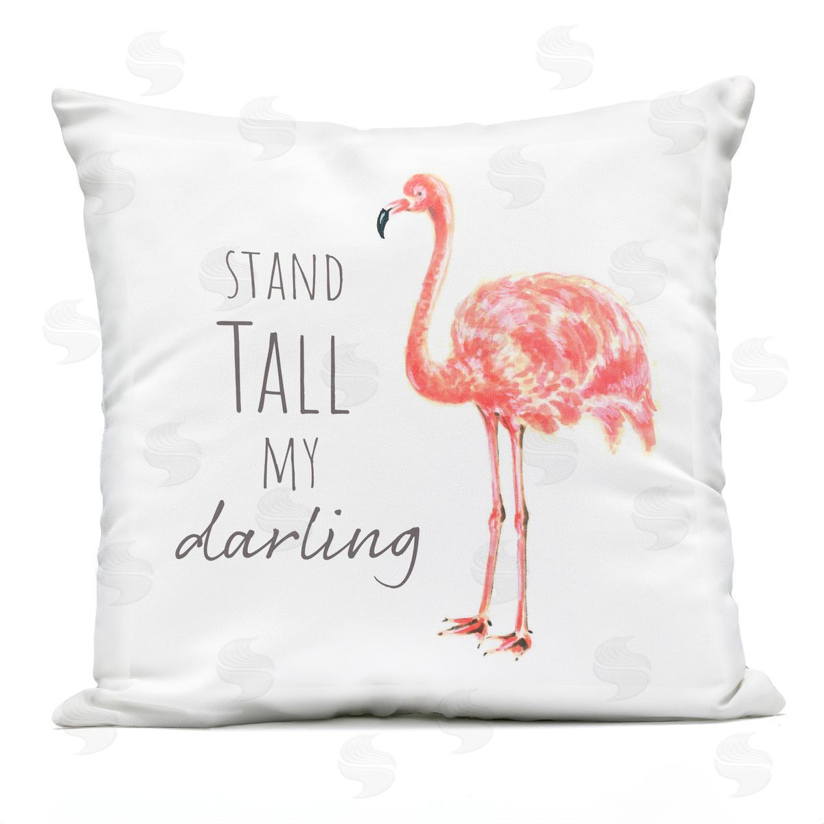 Stand Tall My Darling Motivational Phrase Pink Flamingo Outdoor Printed Pillow, Home Decor by Reesa Qualia