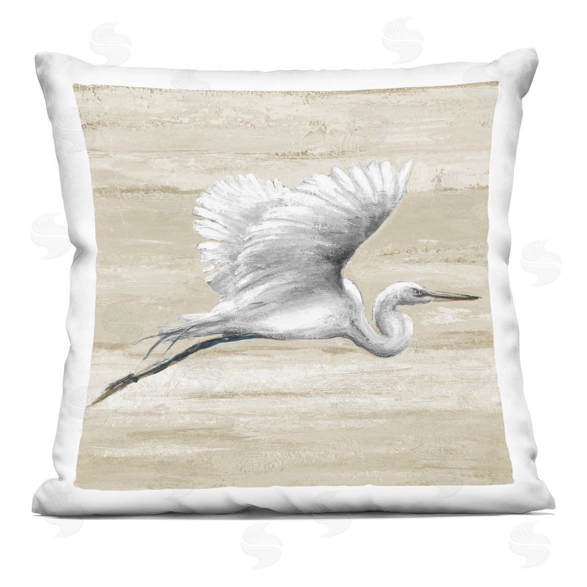Flying Heron Soft Sand Pattern Natural Tones Decorative Printed Pillow, Home Decor by Patricia Pinto
