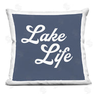 Stupell Studio | Trendy Lake Life Phrase Bold Nautical Blue Printed Pillow