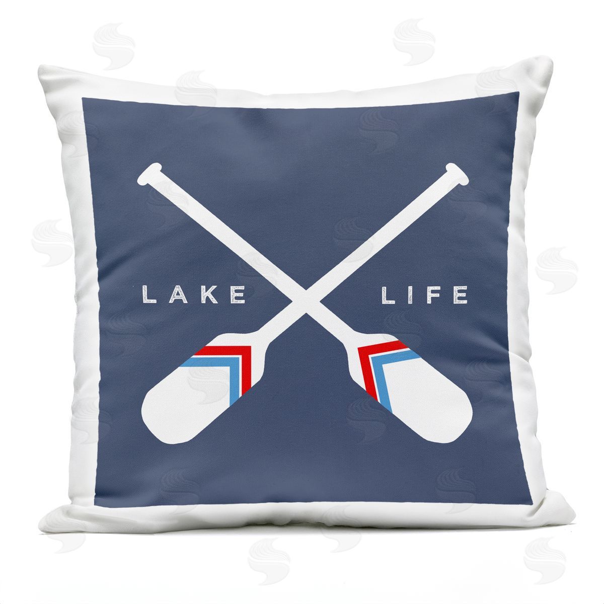 Lake Life Phrase Crossed Oars Outdoor Printed Pillow, Home Decor by Stupell Studio