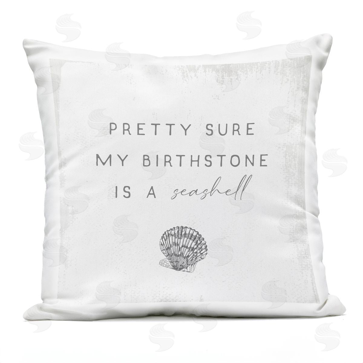 My Birthstone Is Seashell Vintage Inspirational Saying Printed Pillow Outdoor Printed Pillow, Home Decor by Stupell Studio