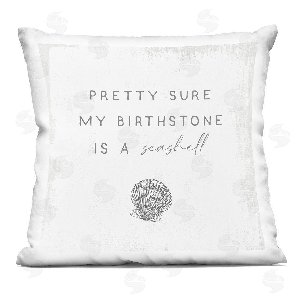 My Birthstone Is Seashell Vintage Inspirational Saying Printed Pillow Decorative Printed Pillow, Home Decor by Stupell Studio