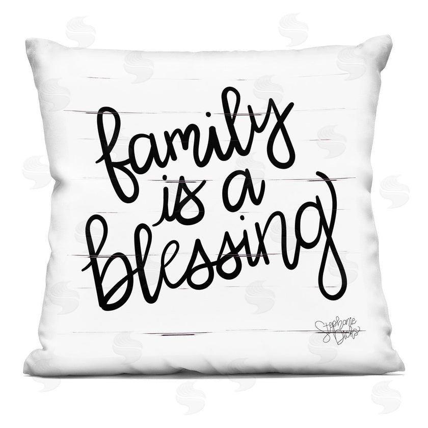 Stephanie Dicks | Family Is Blessing Rustic Minimal Calligraphy Sign
