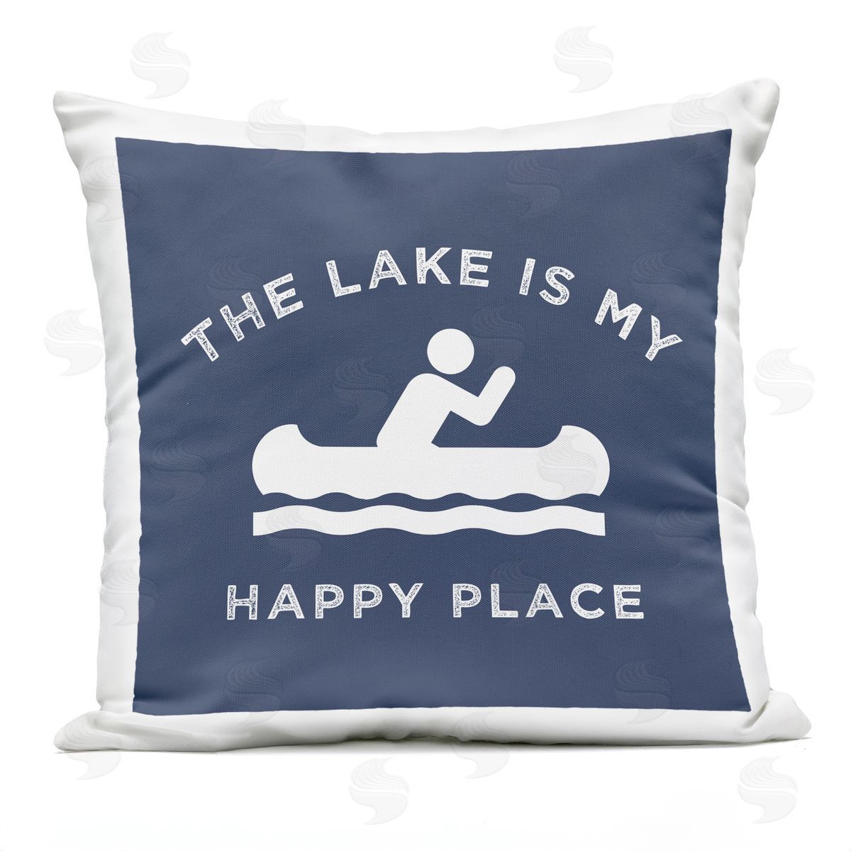 Lake is My Happy Place Canoe Row Printed Pillow Outdoor Printed Pillow, Home Decor by Stupell Studio