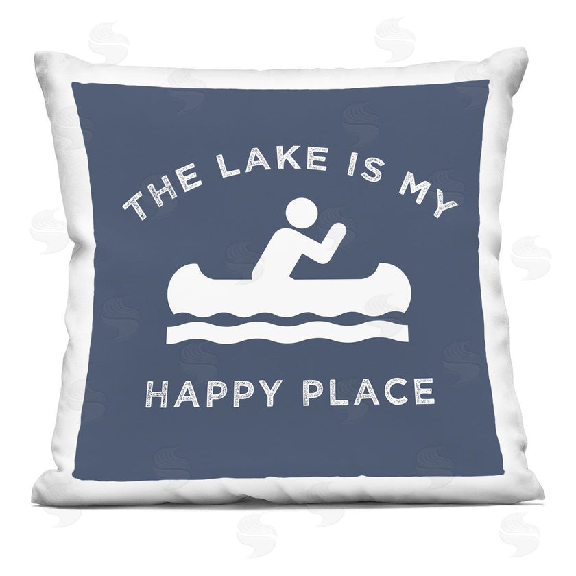 Stupell Studio | Lake is My Happy Place Canoe Row Printed Pillow