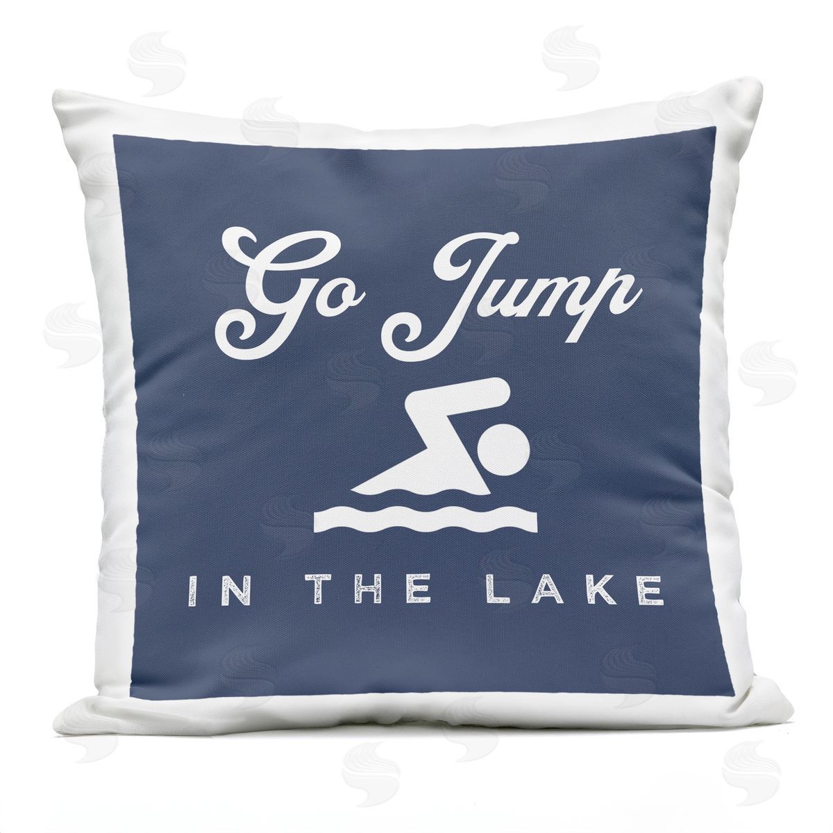 Go Jump in the Lake Blue Swimmer Printed Pillow Outdoor Printed Pillow, Home Decor by Stupell Studio