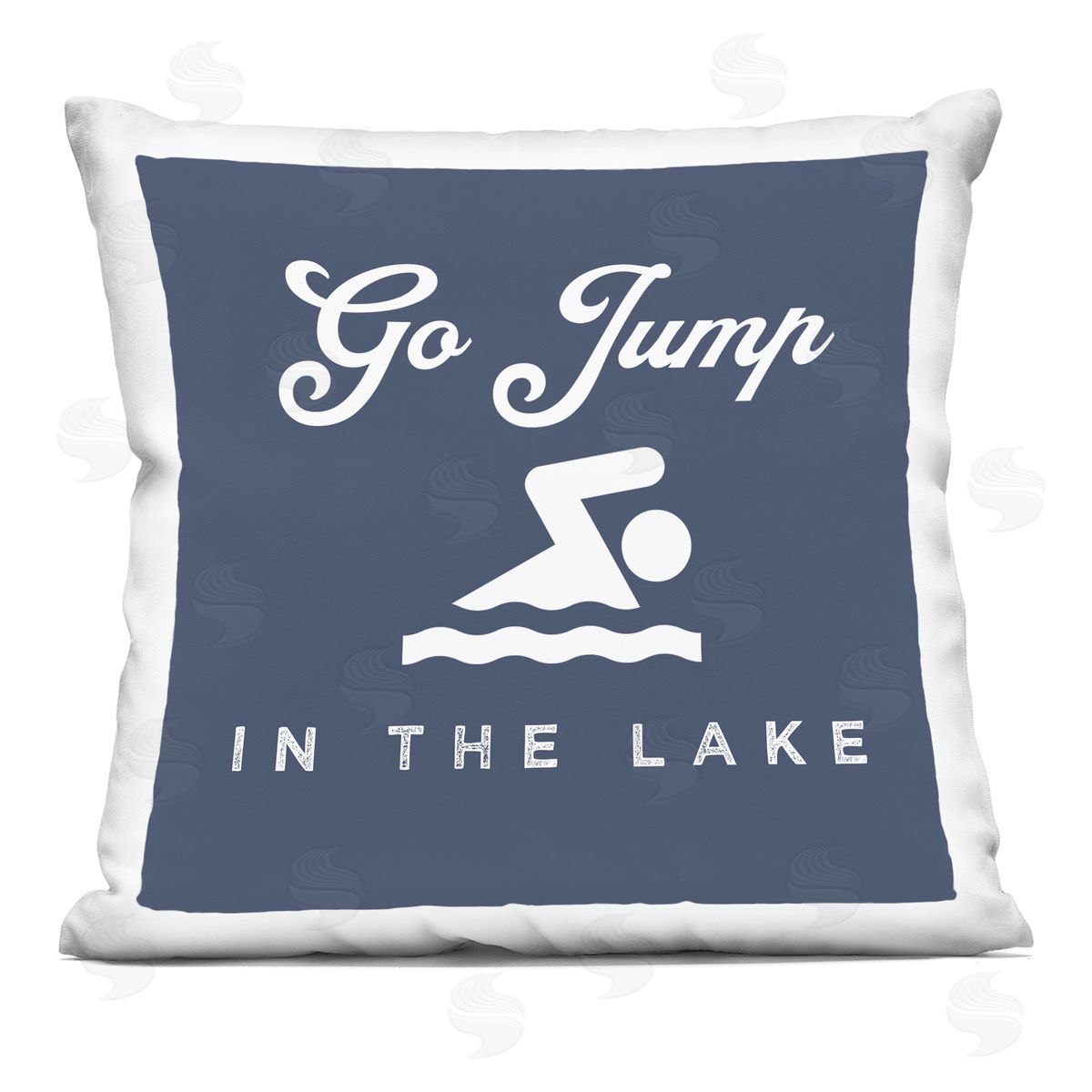 Go Jump in the Lake Blue Swimmer Printed Pillow Decorative Printed Pillow, Home Decor by Stupell Studio