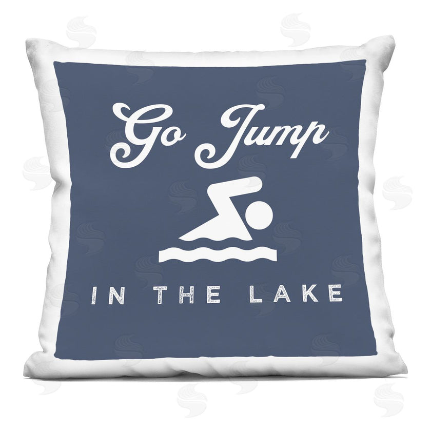Stupell Studio | Go Jump in the Lake Blue Swimmer Printed Pillow