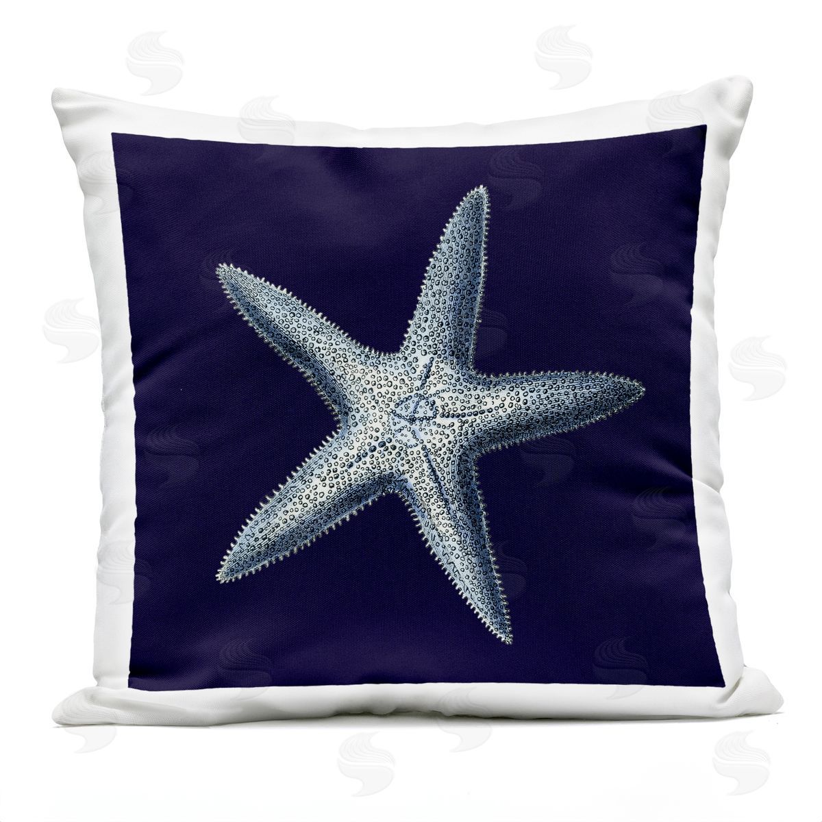 Distressed Navy and White Starfish Outdoor Printed Pillow, Home Decor by Vision Studio