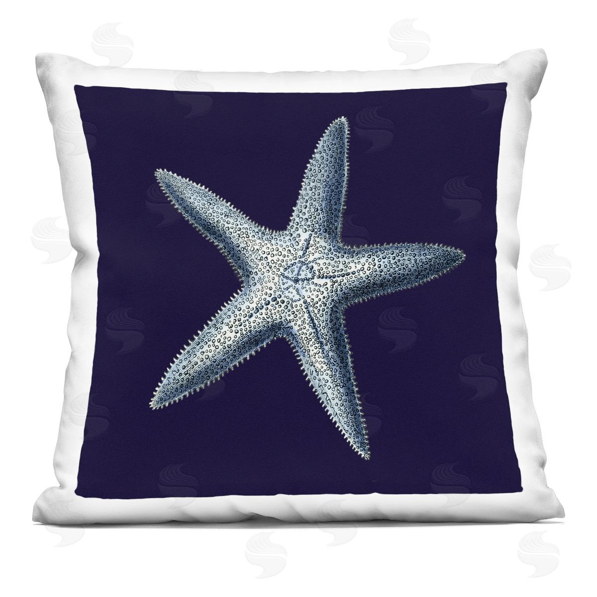 Distressed Navy and White Starfish Decorative Printed Pillow, Home Decor by Vision Studio