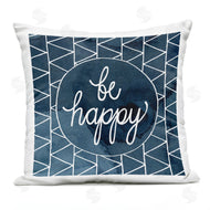 Grace Popp | Be Happy Blue and White Geometric Pattern