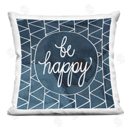 Grace Popp | Be Happy Blue and White Geometric Pattern