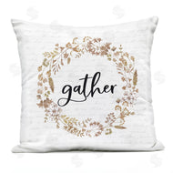Lettered and Lined | Gather Phrase Rustic Leaf Wreath Soft Autumn Design