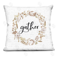 Lettered and Lined | Gather Phrase Rustic Leaf Wreath Soft Autumn Design