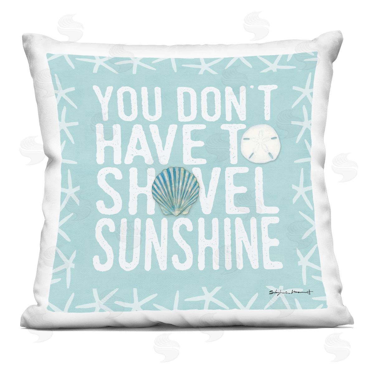 Don't Have to Shovel Sunshine Funny Nautical Winter Decorative Printed Pillow, Home Decor by Stephanie Workman Marrott