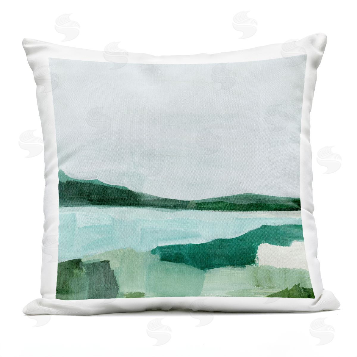 Abstract Flowing Lake Green Nature Outdoor Printed Pillow, Home Decor by Annie Warren