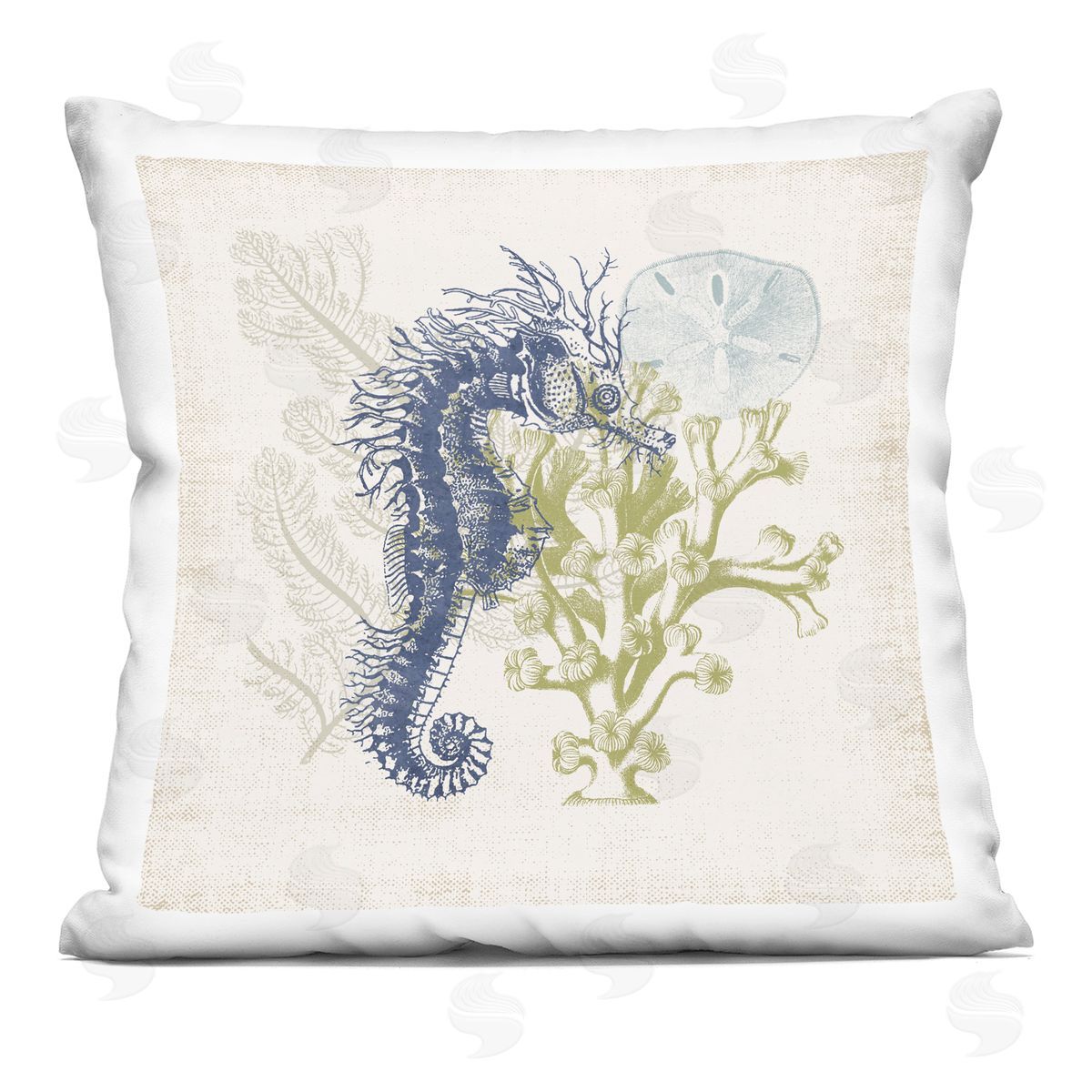 Intricate Seahorse & Coral Ocean Animals Decorative Printed Pillow, Home Decor by Victoria Barnes
