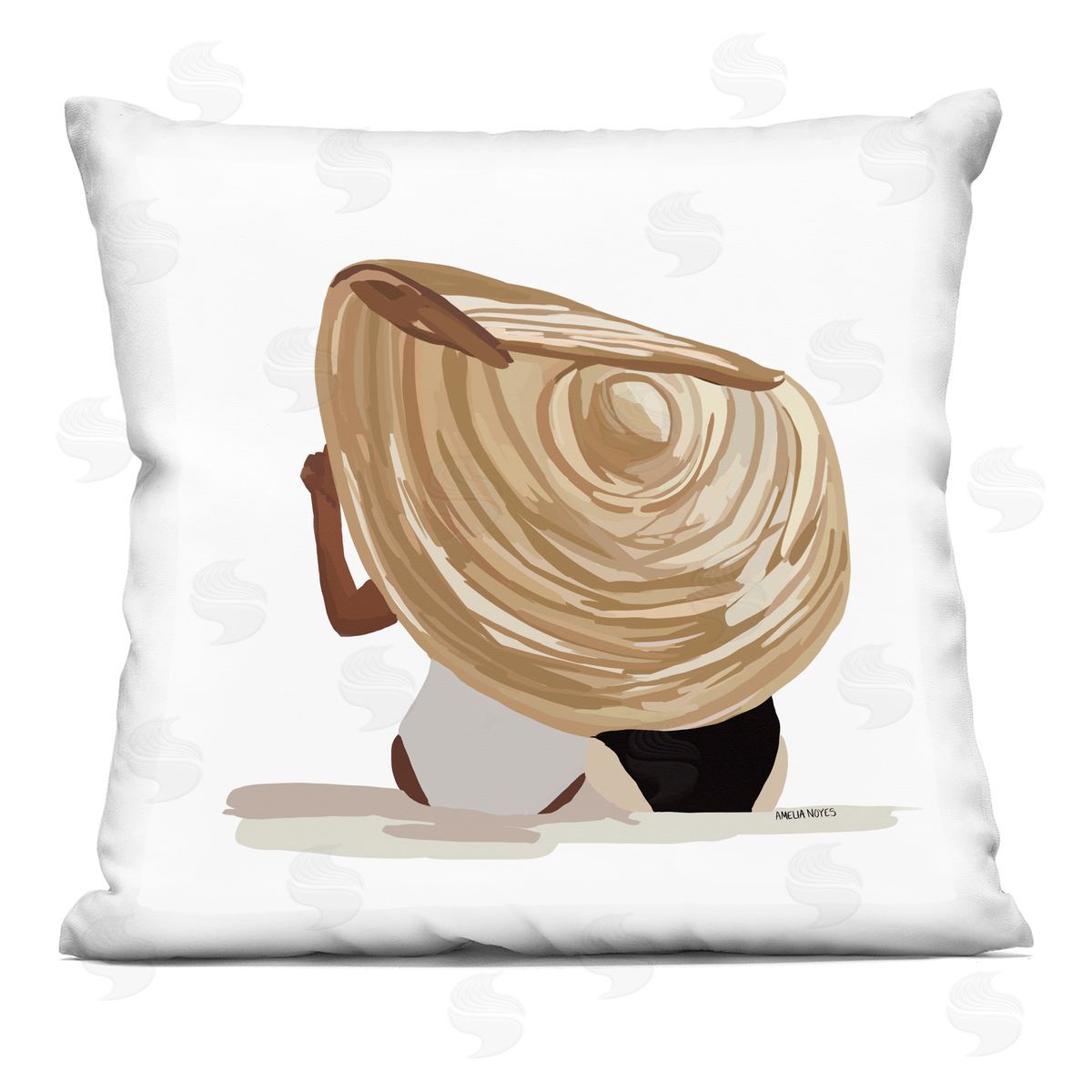Beach Friends Tropical Ocean Sun Hat Decorative Printed Pillow, Home Decor by Amelia Noyes