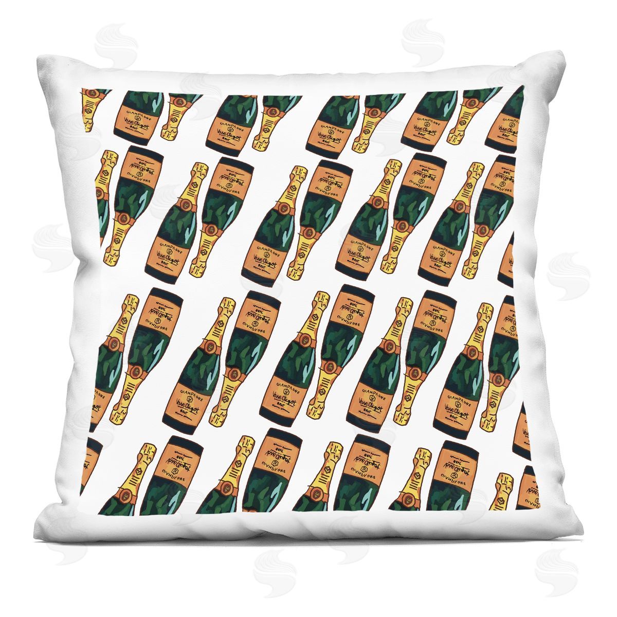 Upscale Champagne Bottle Glam Pattern Decorative Printed Pillow, Home Decor by Amelia Noyes