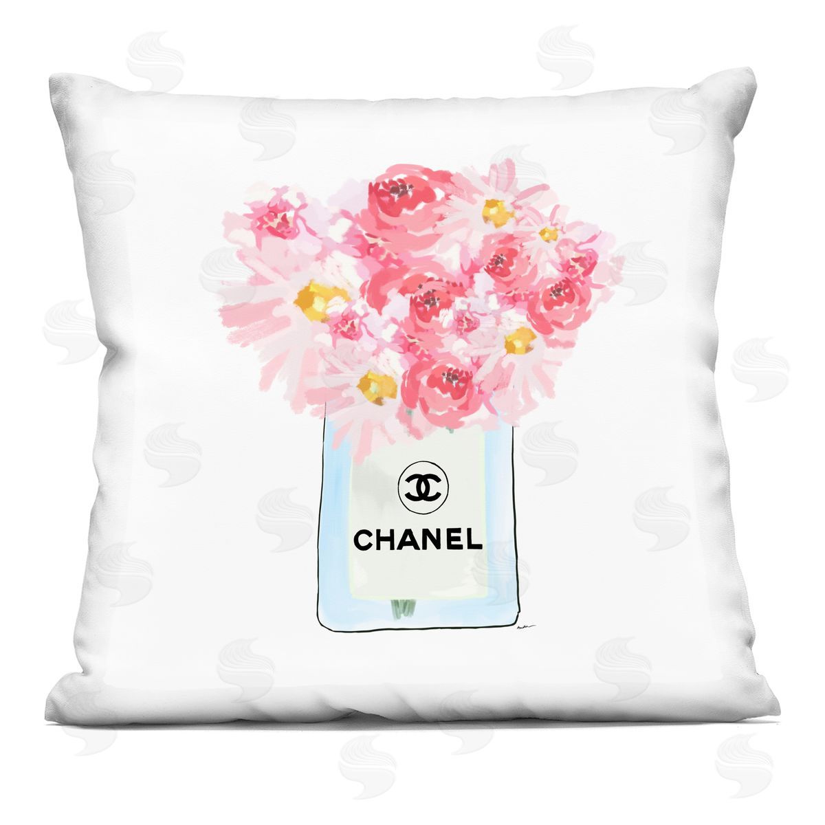 Pink Flower Bouquet Glam Fashion Brand Decorative Printed Pillow, Home Decor by Amelia Noyes