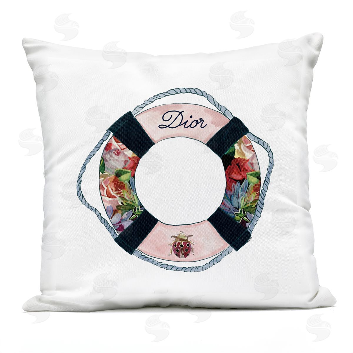 Glam Fashion Brand Stylish Beach Life Ring Outdoor Printed Pillow, Home Decor by Amelia Noyes