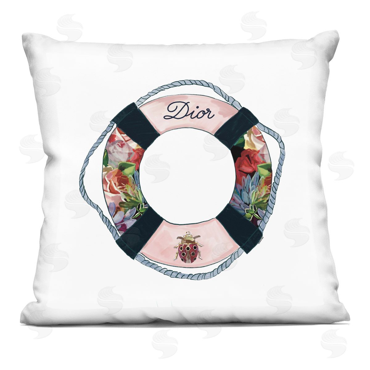 Glam Fashion Brand Stylish Beach Life Ring Decorative Printed Pillow, Home Decor by Amelia Noyes