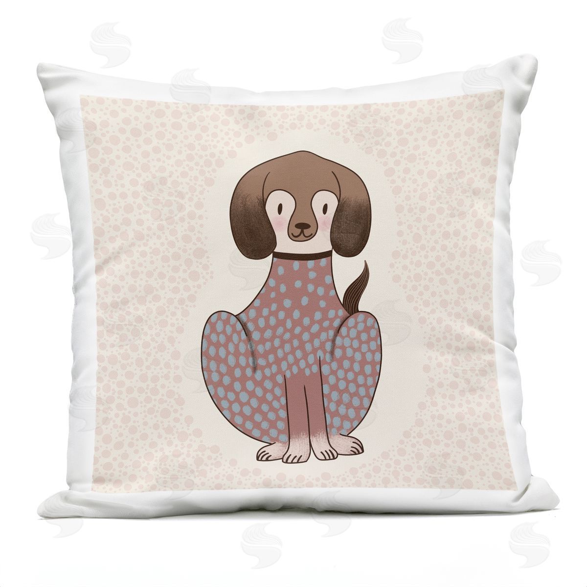Polka Dot Patterned Dog Happy Animal Outdoor Printed Pillow, Home Decor by Birgit Maria Kiennast