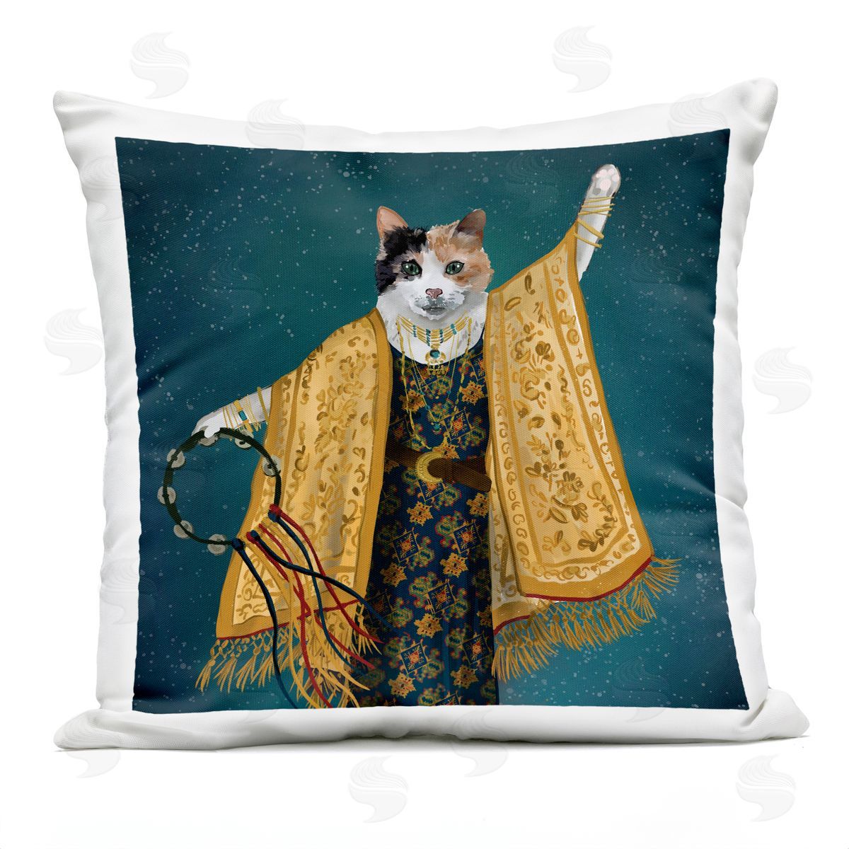 Cat Boho Flowing Dress Fashion Outdoor Printed Pillow, Home Decor by House of Rose
