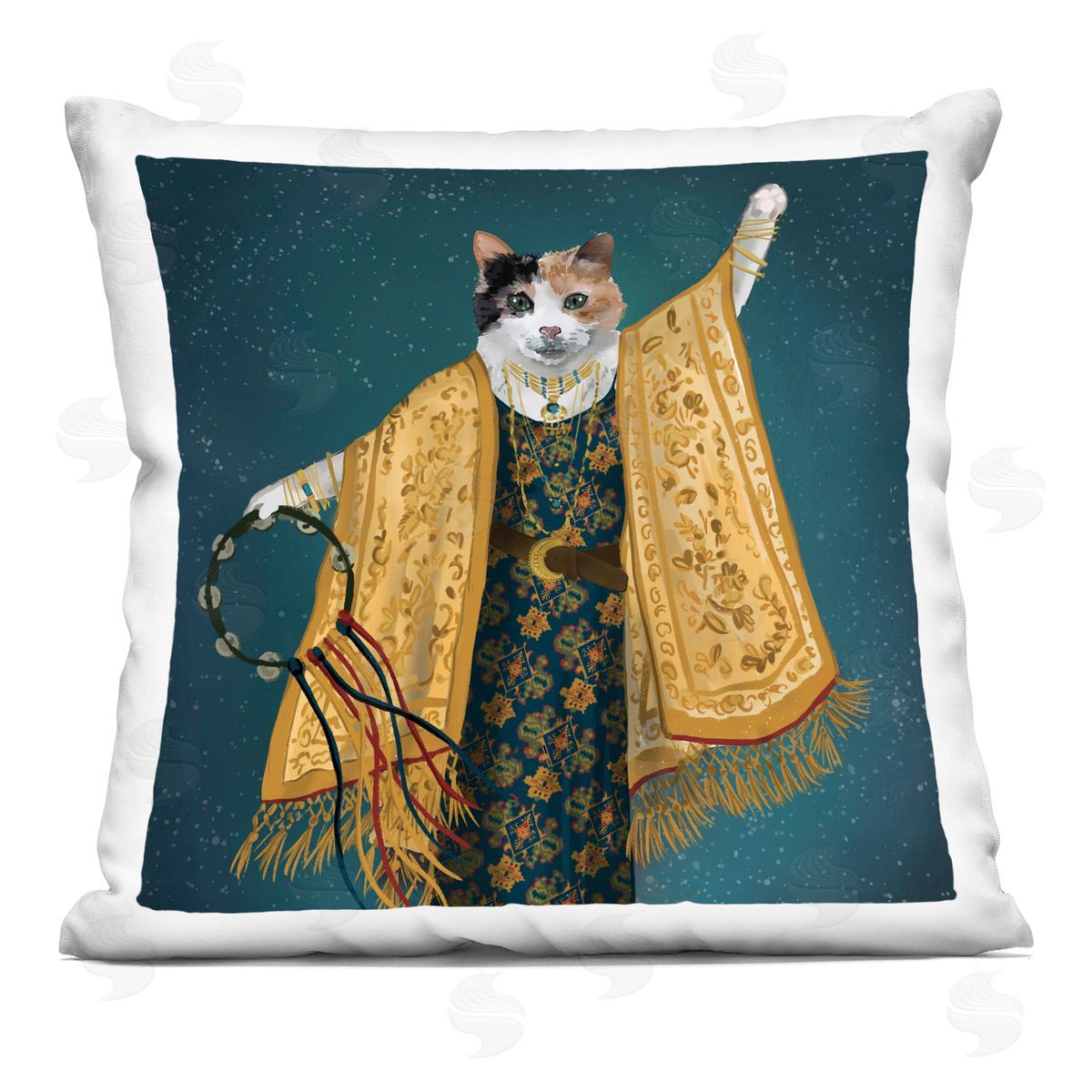 Cat Boho Flowing Dress Fashion Decorative Printed Pillow, Home Decor by House of Rose