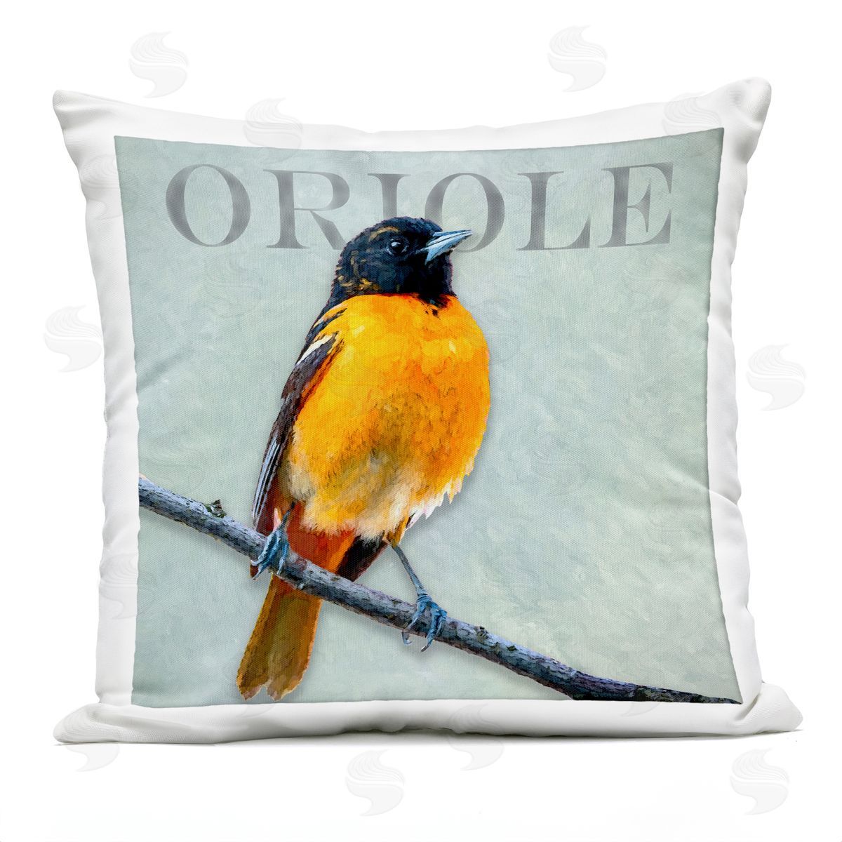 Perched Oriole Bird Wildlife Animal Outdoor Printed Pillow, Home Decor by Alpenglow Workshop