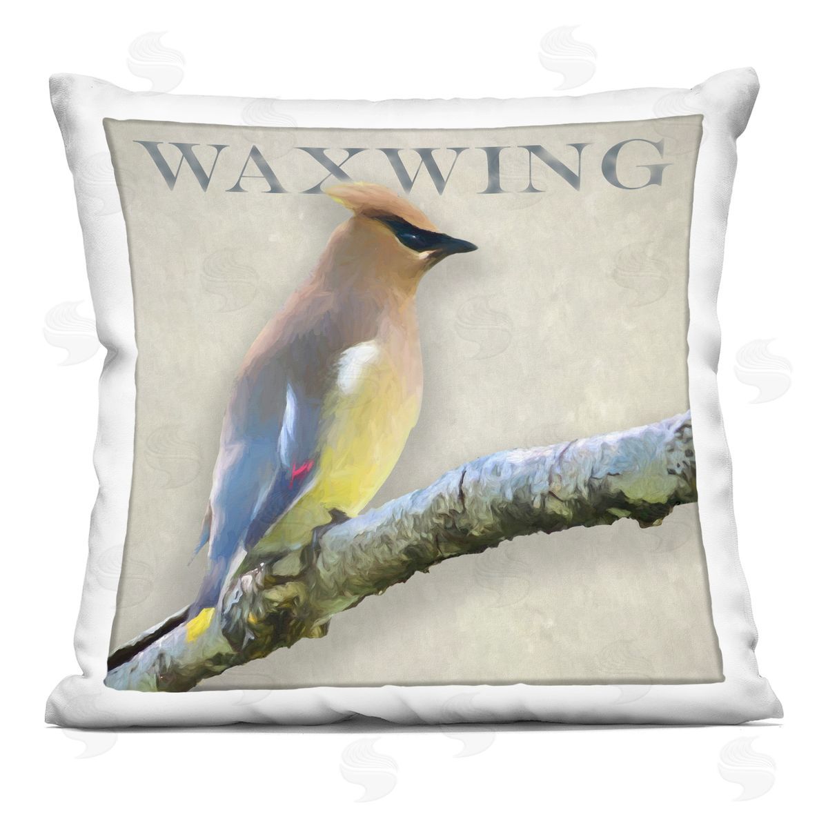 Waxwing Bird Perched Wildlife Design Decorative Printed Pillow, Home Decor by Alpenglow Workshop