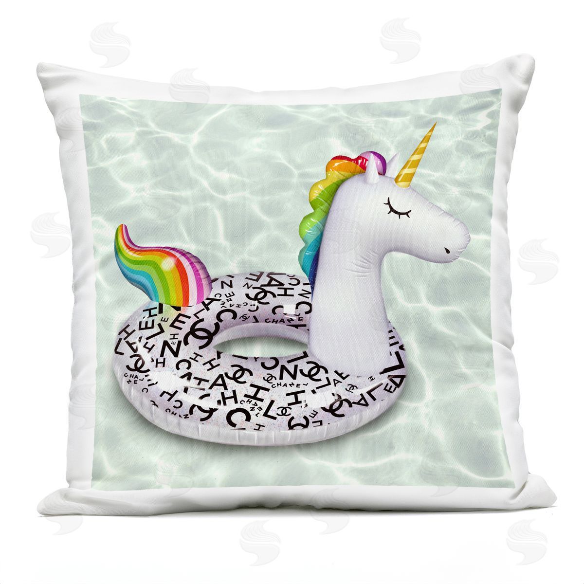 Rainbow Unicorn Fashion Summer Float Outdoor Printed Pillow, Home Decor by Ziwei Li