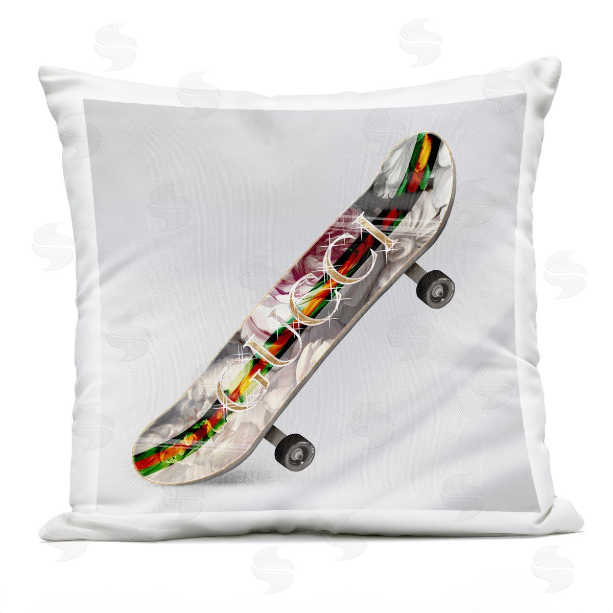 Bling Fashion Skateboard Glam Style Brand Outdoor Printed Pillow, Home Decor by Ziwei Li