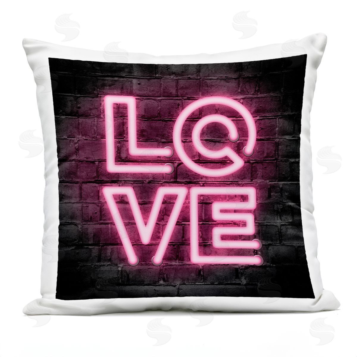 Pink Love Letters Romantic Neon Outdoor Printed Pillow, Home Decor by Martina Pavlova