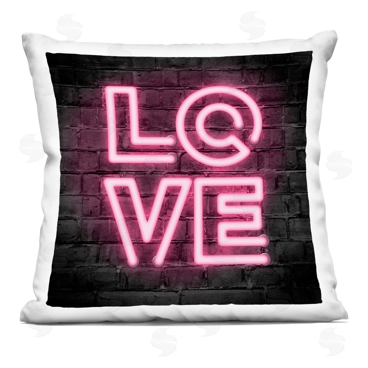 Pink Love Letters Romantic Neon Decorative Printed Pillow, Home Decor by Martina Pavlova